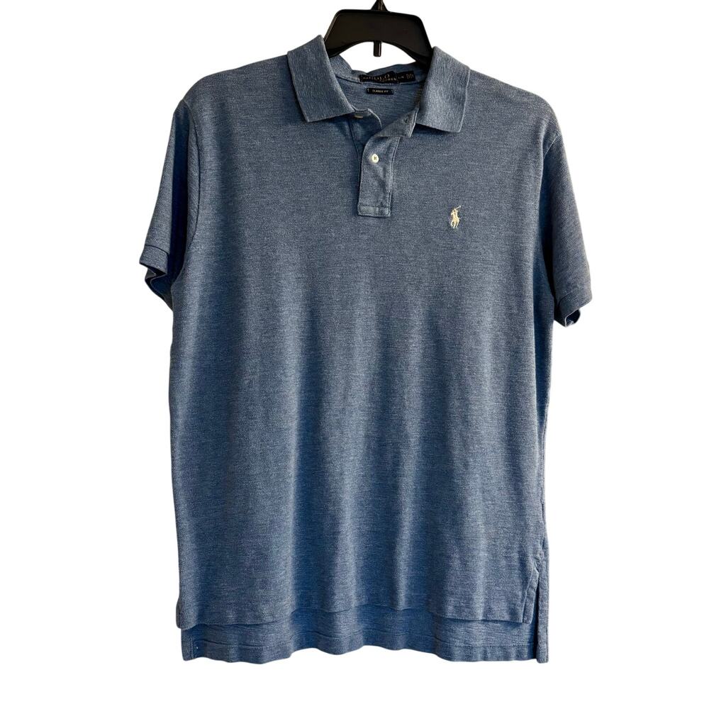 Ralph Lauren Polo Shirt Mens L Blue Classic Fit Pony Logo Cotton Short Sleeve - Picture 4 of 10